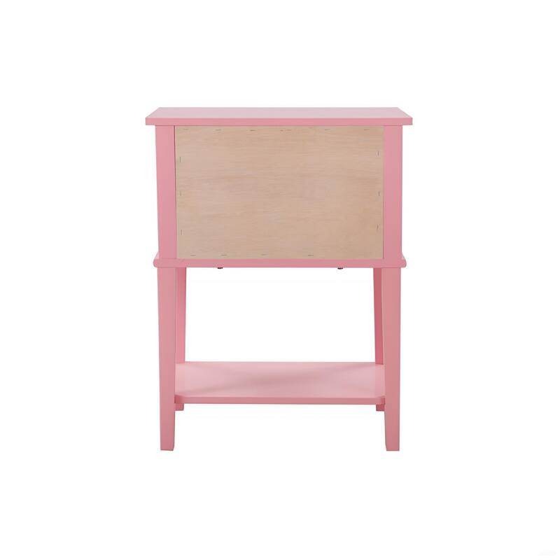 Contemporary Pink Nightstand with Open Shelf for Easy Access