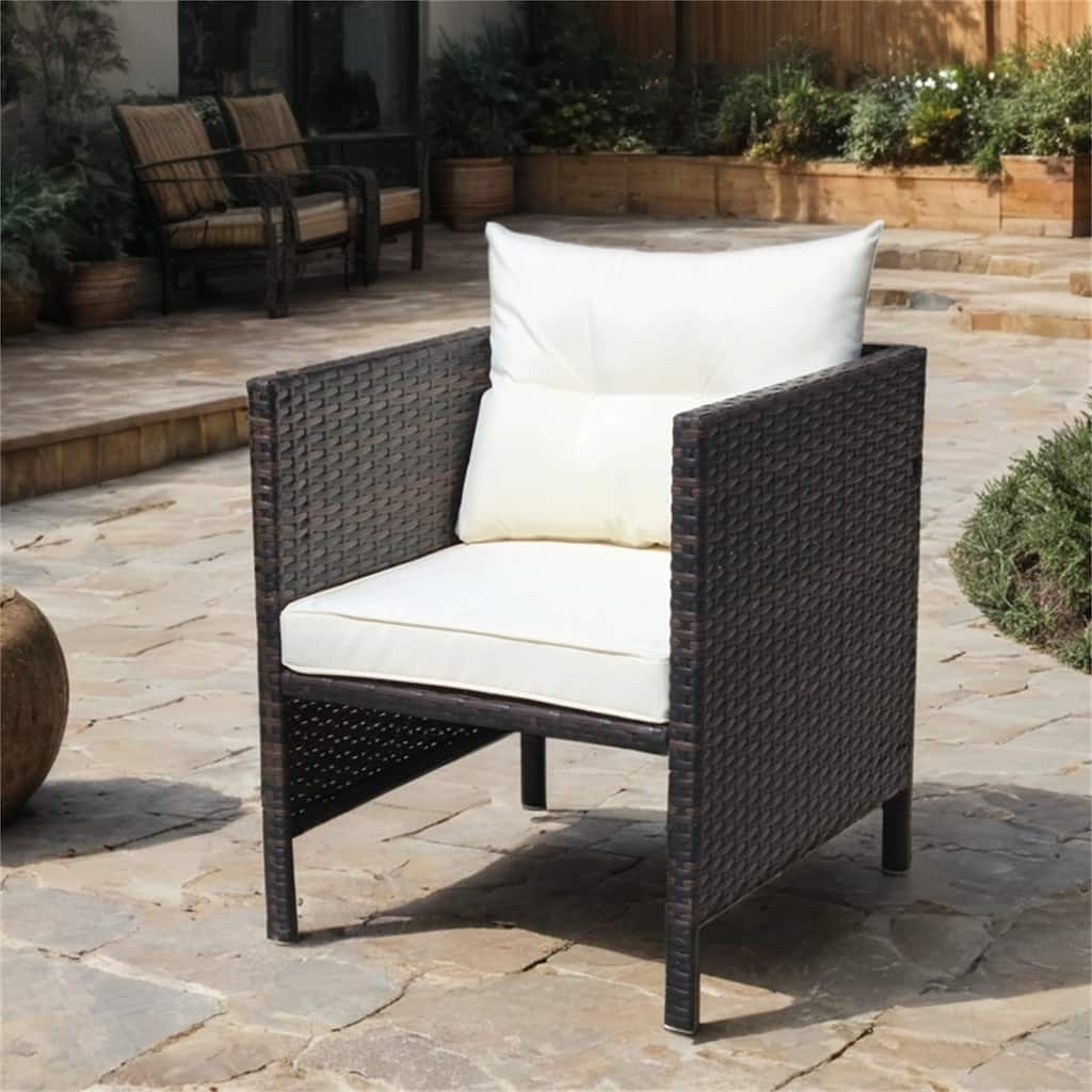 Patio Wicker Chairs with Cushions,Metal Frame and Legs