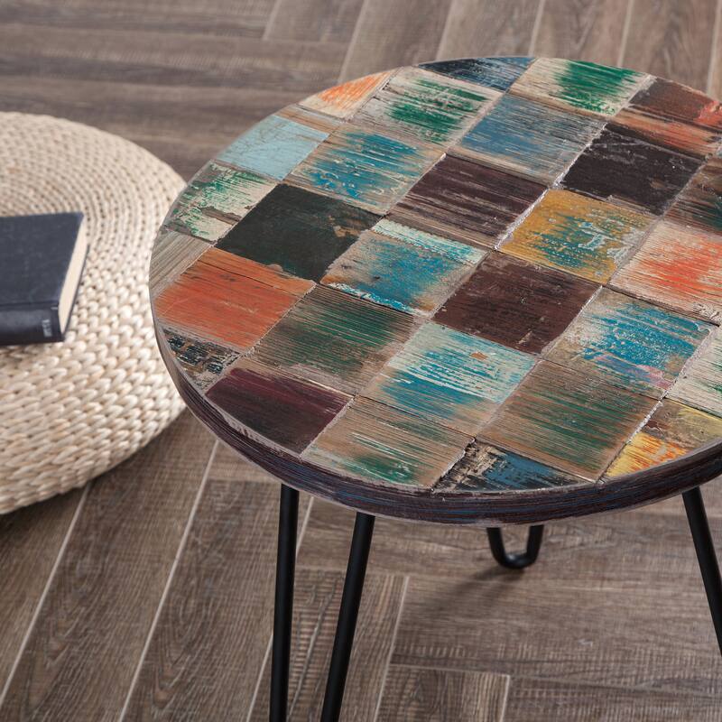 Greenage Reclaimed Wood End Table Living Room Night Stand Use