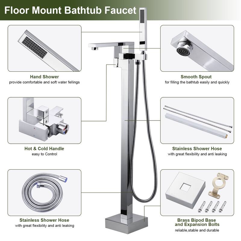 WOWOW Single-Handle Freestanding Tub Faucet with Handheld Shower