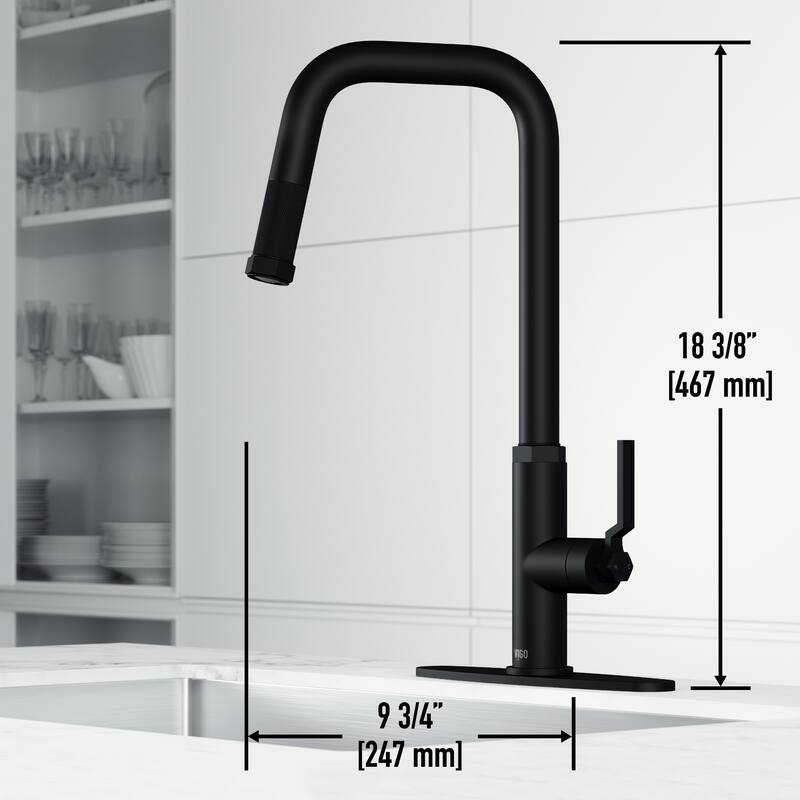 VIGO Hart Angular 18" H Single Handle Pull-Down Kitchen Faucet