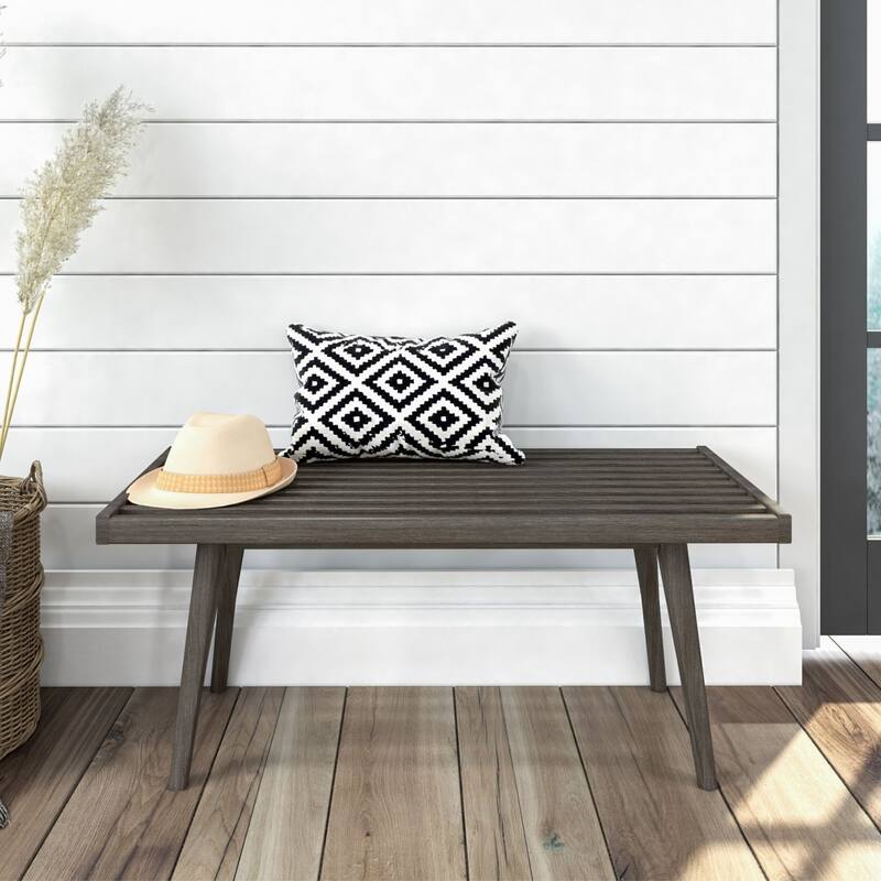 Plank and Beam Mid Century Single Wood Entryway Bench - Clay
