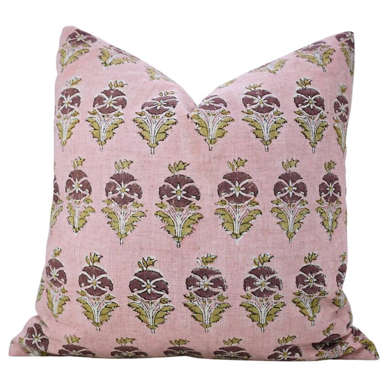 Fabdivine Soft Floral Cushion Cover Viscose Linen Farmhouse, Mor Mukut