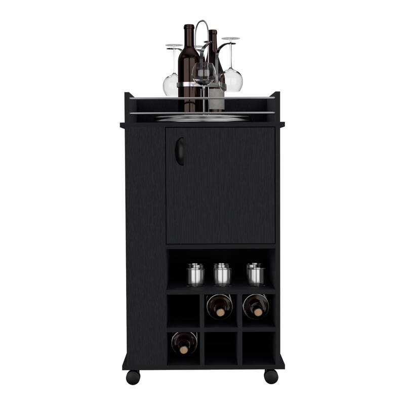 Bar Cart with 6 Built-in Wine Rack and Casters