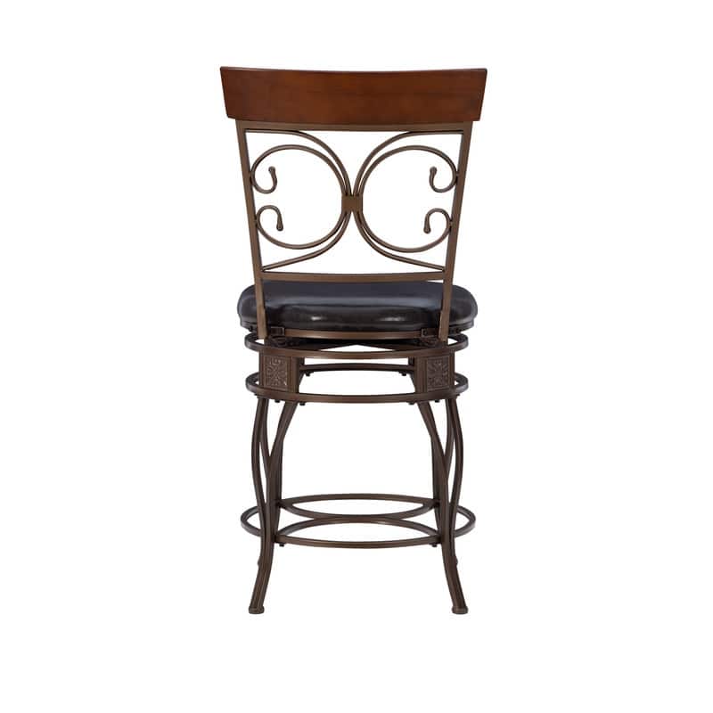 Onyx Big & Tall 360 Swivel Metal and Wood Scroll Counter Stool