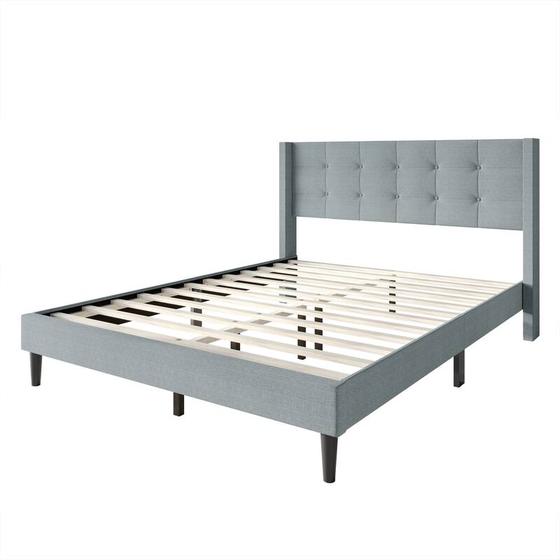 CraftPorch Elegance Wingback Upholstered Linen Bed