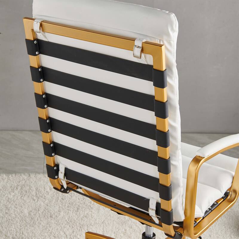LUXMOD® Office Chair Faux Leather Gold Frame Adjustable and Swivel