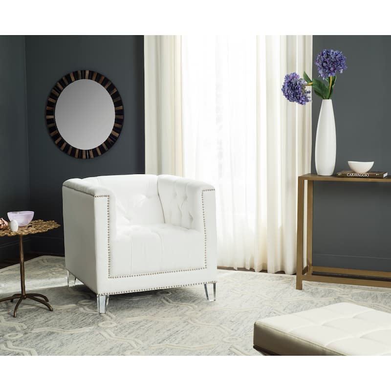SAFAVIEH Kamilah White/ Clear Club Chair - 31.9" x 33.9" x 29.9" - 32Wx34Dx30H