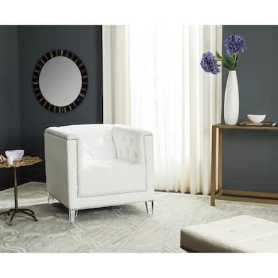 SAFAVIEH Kamilah White/ Clear Club Chair - 31.9" x 33.9" x 29.9" - 32Wx34Dx30H