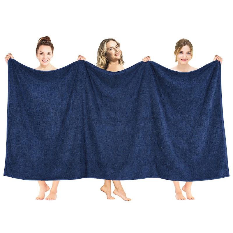 American Soft Linen 40x80 Inch Premium, Soft & Luxury 100% Ringspun Genuine Cotton Extra Large Jumbo Turkish Bath Towel - Navy Blue