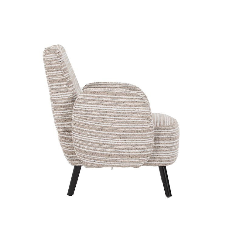 Boucle Upholstered Lounge Armchair, Reading Chair with Side Storage Pocket, Single Sofa Chair with Solid Wood Legs
