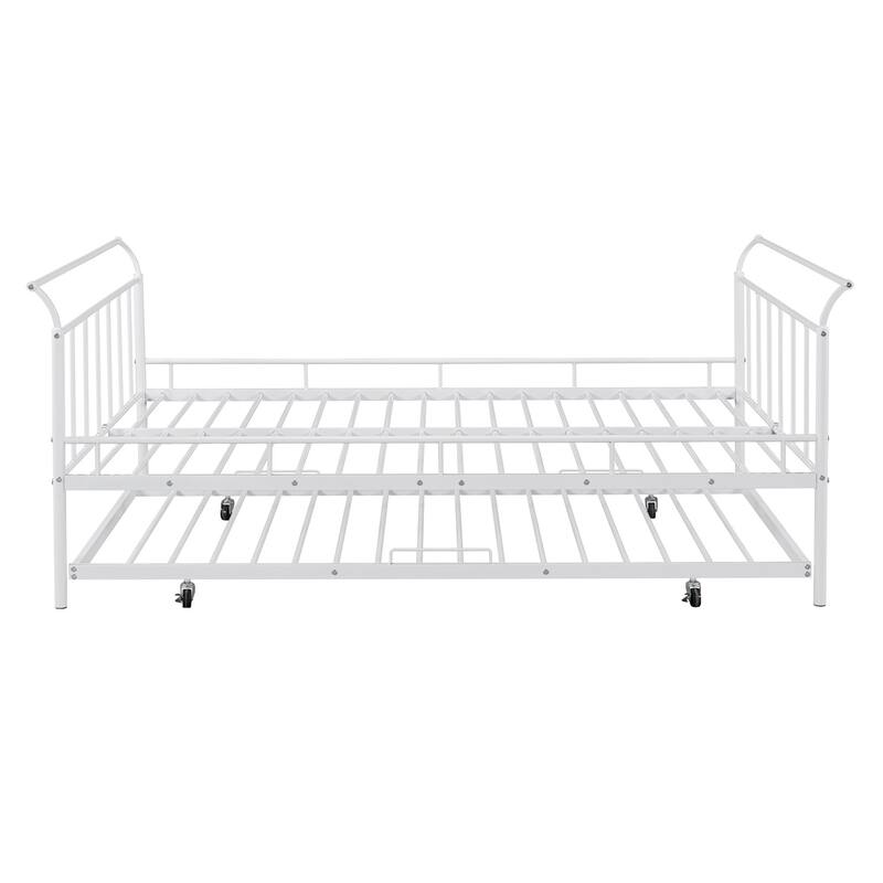 HomeRoots White Metal Full Day Bed With Trundle