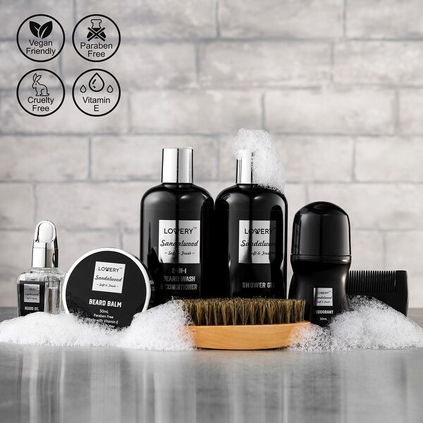 Deluxe Sandalwood Self Care Grooming Beard Kit 10pc Bath and Body