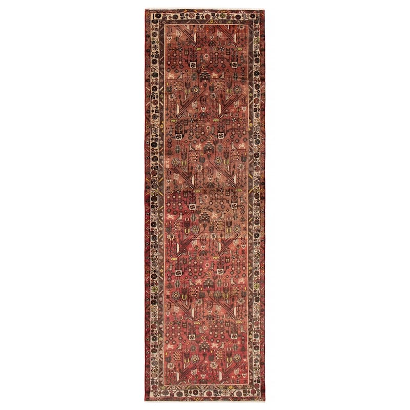 ECARPETGALLERY Hand-knotted Andelz Red Wool Rug - 3'1 x 10'2 - Dark Red - 3'1 x 10'2
