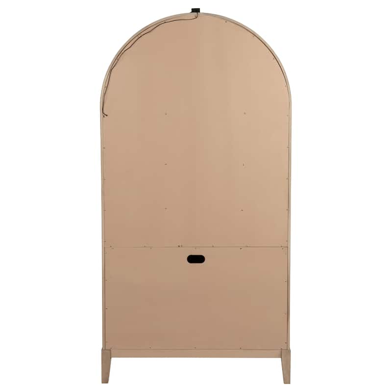 Kailani 4-Door Cane Dining Vitrine Display Cabinet Beige Oak - N/A