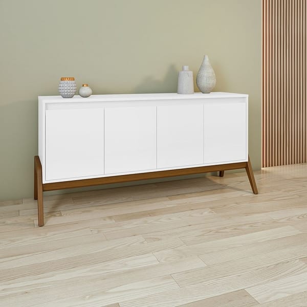 Manhattan Comfort Mid-Century Modern Gales 48.50 Sideboard with Solid Wood Legs in Greige Manhattan Comfort Mid-Century Modern Gales 48.50 Sideboard with Solid Wood Legs in Greige