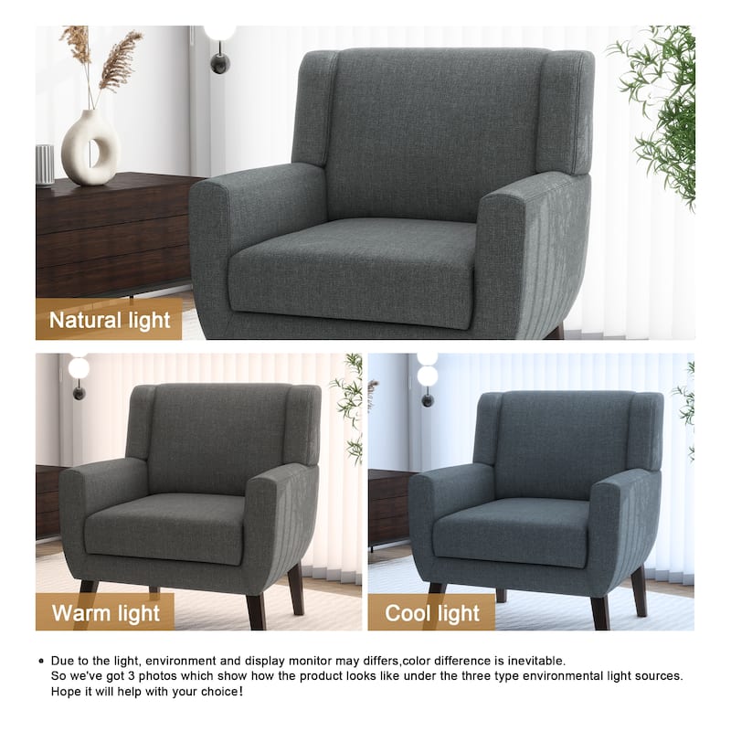 Modern Upholstered Linen Armchair Accent Chair
