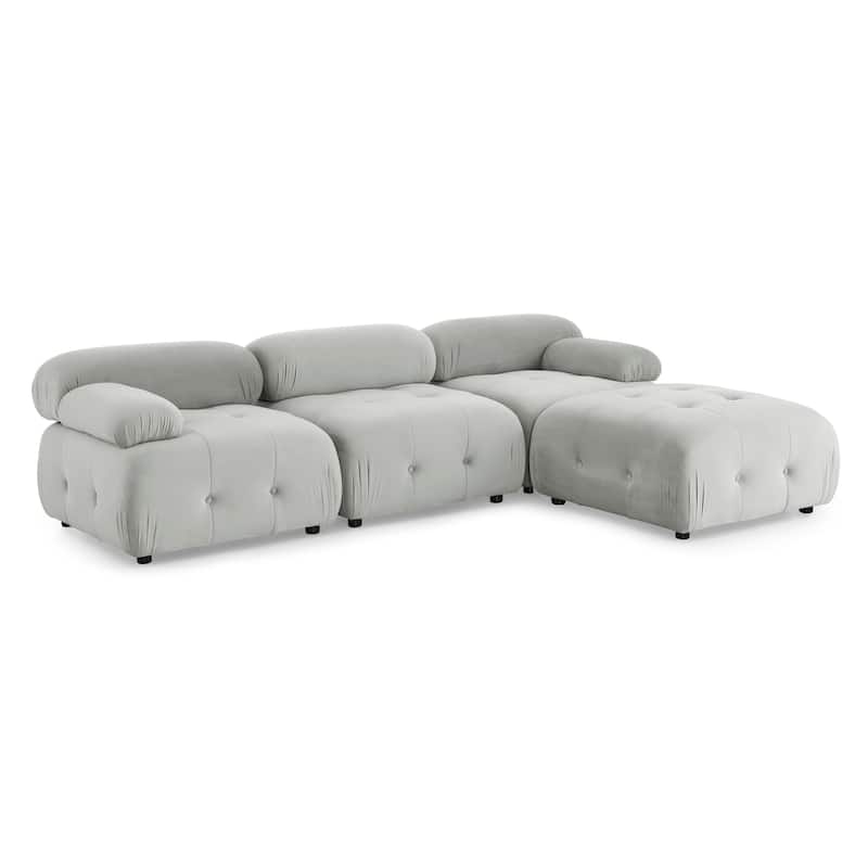 93" Velvet Modular Sectional Sofa with Button Tufted Design, Reversible Ottoman and DIY Combination