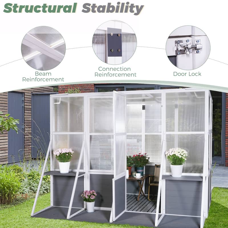 Large Greenhouse, Heavy Duty Walk-in Green House for Outside - 103.9''X98.4''X77.6''