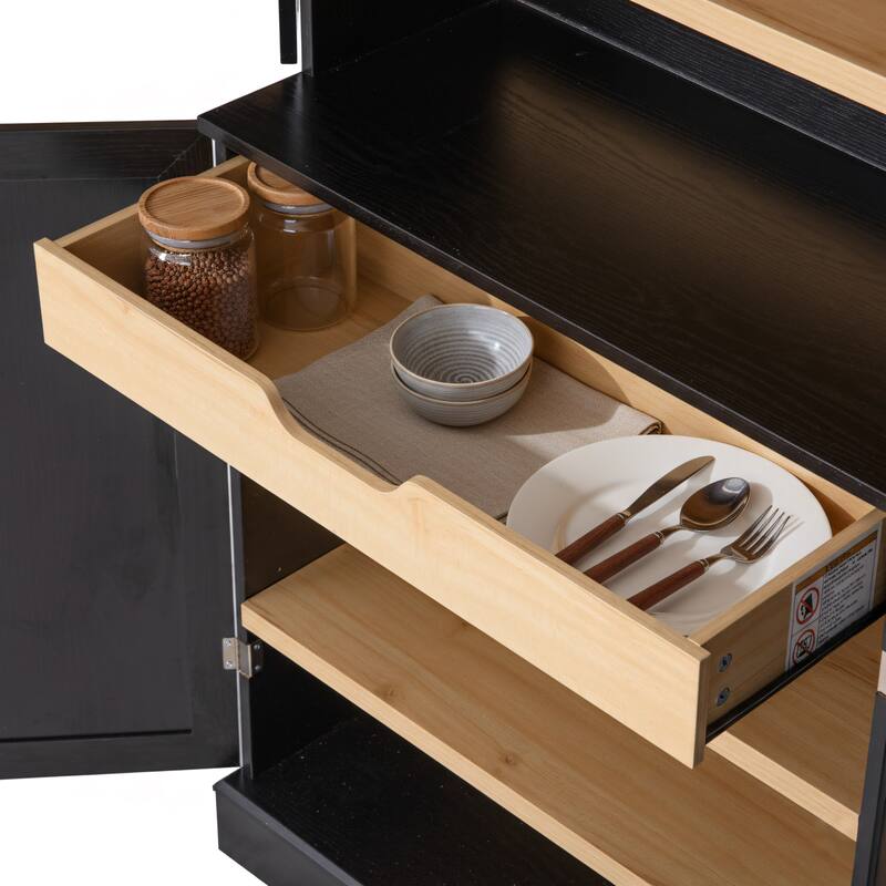 78.2" Kitchen Pantry Cabinet, Farmhouse Storage Cupboard with 8 Door Shelves, 4 Adjustable Shelves, Hidden Drawer & Wine Rack