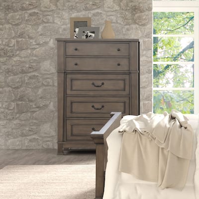 Furniture of America Quinlan Dark Walnut Wood 5-Drawer Chest