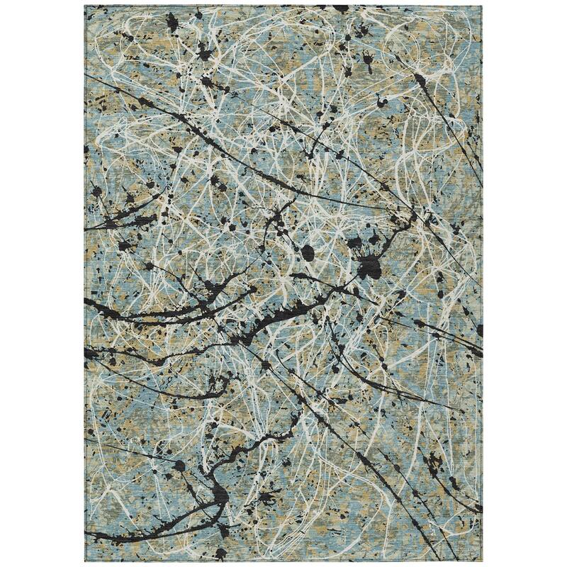 Machine Washable Indoor/ Outdoor Modern Splatter Chantille Rug