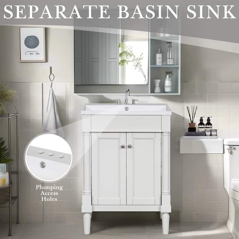 24'' Freestanding Bathroom Vanity Set with Shelf - 24" x 34" in.