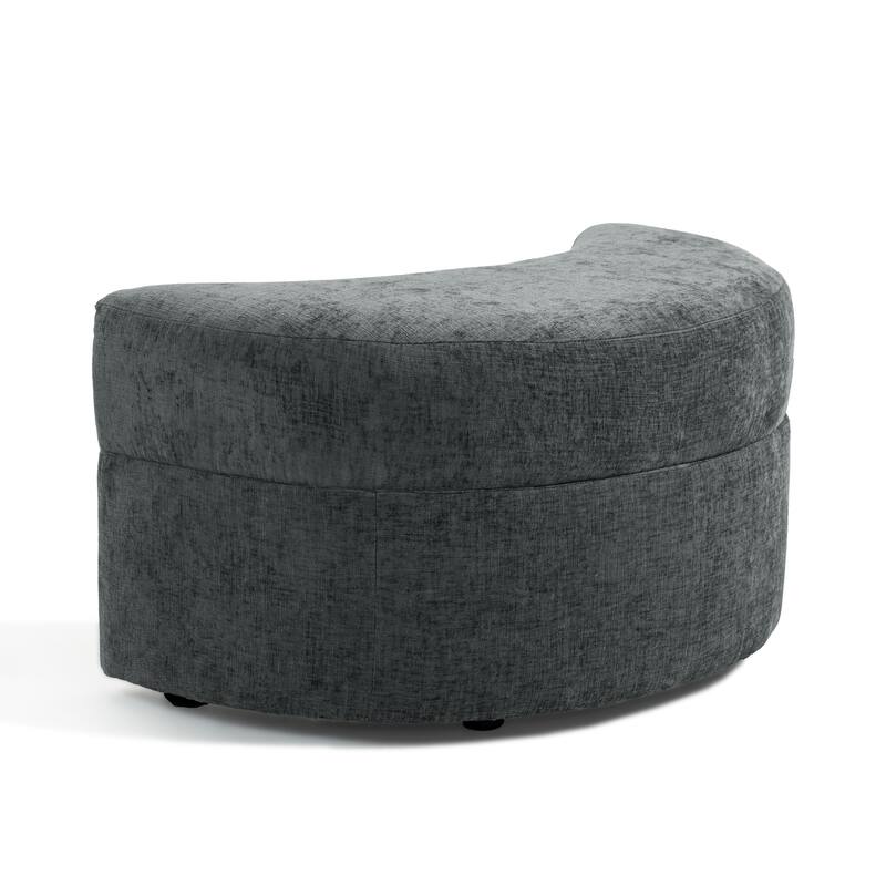 41" W Oversized Accent Barrel Swivel Chair with Moon Storage Ottoman