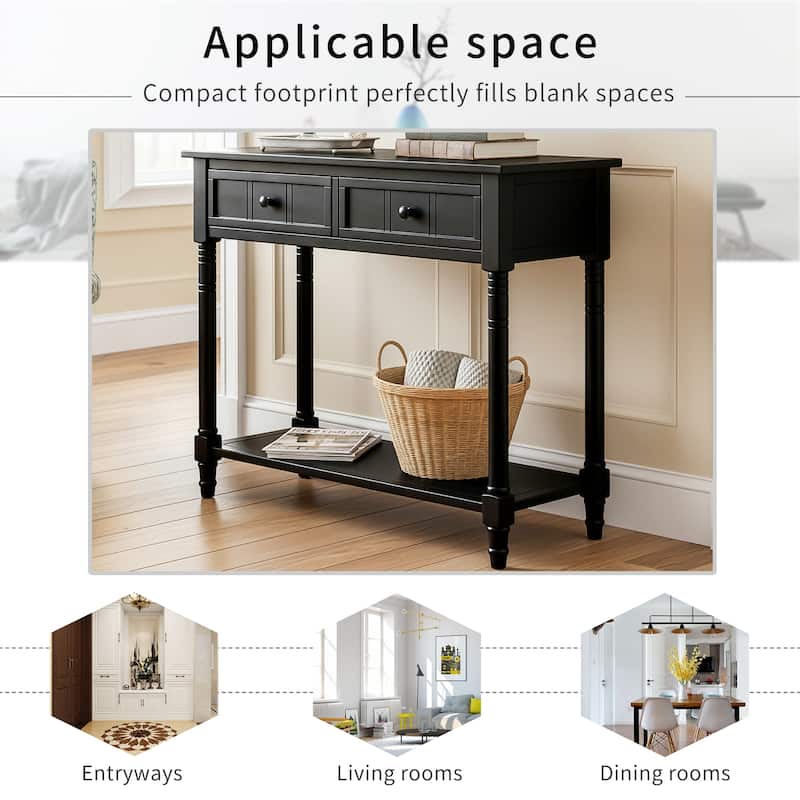 Chic Console Table Side Table Coffee Table with Drawers, Entryway Table Corridor Table with Bottom Shelf