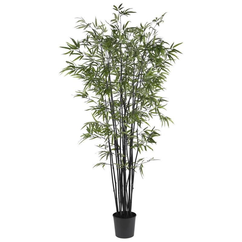 Black Bamboo Silk Tree - 6.5ft Artificial Bamboo Plant in Pot - Home Decor Accent Tree - 6.5ft.