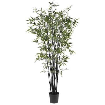 Black Bamboo Silk Tree - 6.5ft Artificial Bamboo Plant in Pot - Home Decor Accent Tree - 6.5ft.