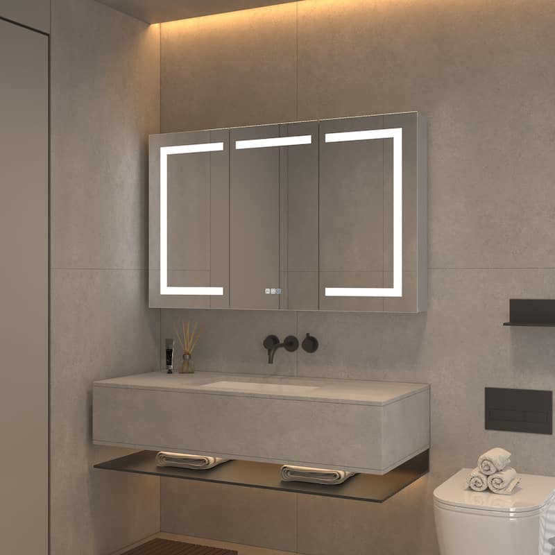 48" Aluminum Surface Mount Medicine Cabinet with Mirrors and Shelves - 48" X 30"