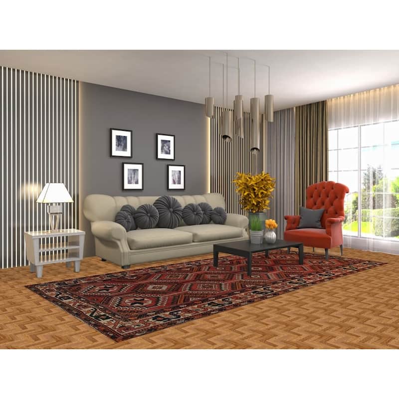 All-Over Geometric Bakhtiari Persian Area Rug Handmade Wool Carpet - 5'0"x 10'9"