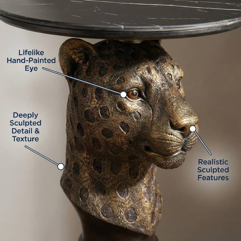 Leopard Head Accent Table Animal Statue End Tables Livingroom