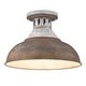 preview thumbnail 1 of 1, Golden Lighting Kinsley 1-light Semi-Flush Mount in Antique Rust shade - 15x9.625" 15x9.625" - Silver