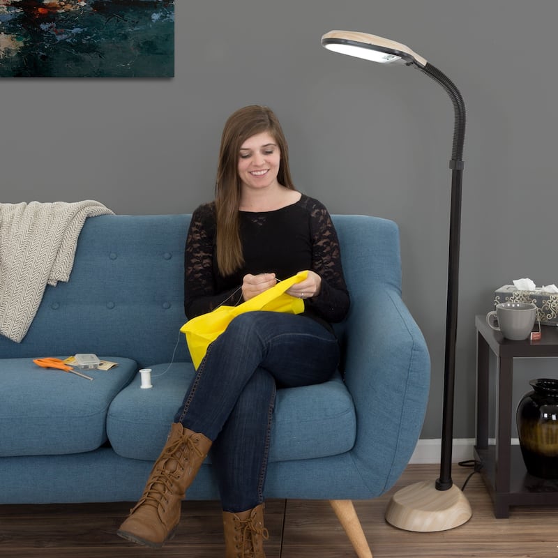 Lavish Home Adjustable Floor Lamp for Bedroom with Bendable Neck - Full Spectrum Natural Sunlight Lamp for Office