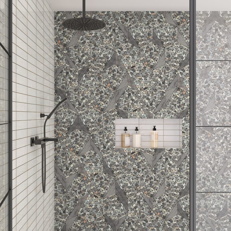Daltile Pebble Oasis Natural Stone Tri-Hex Pebble Mosaic 11" x 10" (17 PC per Carton) (10.89 SQFT per Carton)