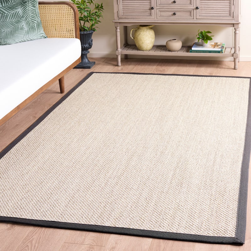 SAFAVIEH Natural Fiber Lorine Casual Border Sisal Rug - 3' x 5' - Marble/Dark Grey