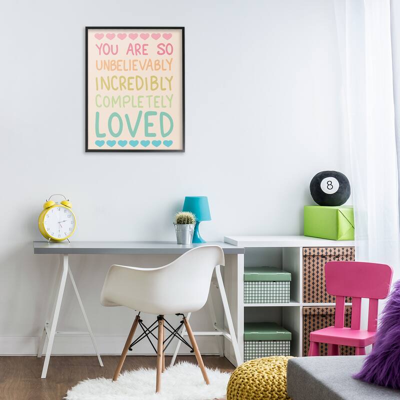 Stupell Completely Loved with Hearts Framed Giclee Art Design By Sweet Melody Designs