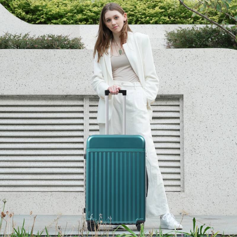 5-Piece Modern Hard-Shell Luggage Expandable Luggage with Spinner Wheels and TSA Lock, for Boarding Travel, Dark Green