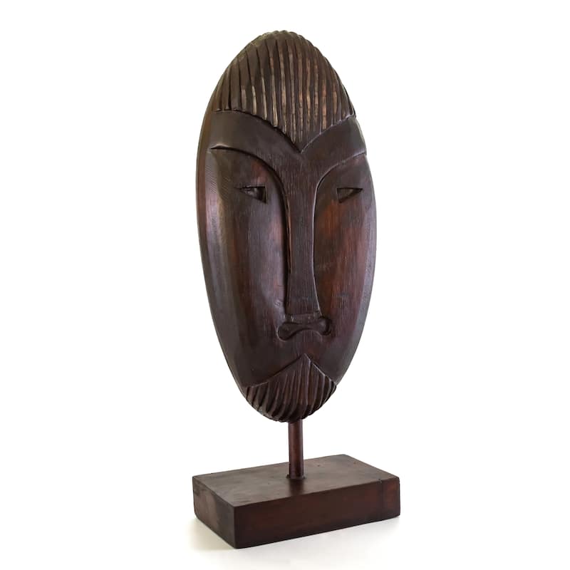 Handmade Wooden Primitive Tribal Statue Sculpture Tiki on Stand Handcrafted Unique Gift Art Home Decor Accent Figurine