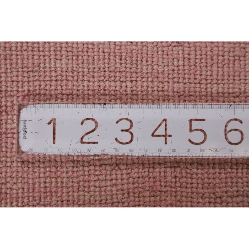 Hand Knotted Oriental 100% Wool Carpet Modern Solid Pink Gabbeh Area Rug - 9' 3'' X 6' 2''