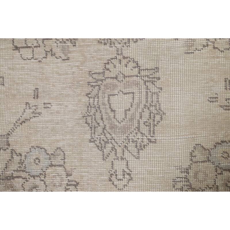Hand Knotted Oriental 100% Wool Carpet Traditional Floral Beige & Ivories Tabriz Area Rug - 9' 7'' X 6' 7''