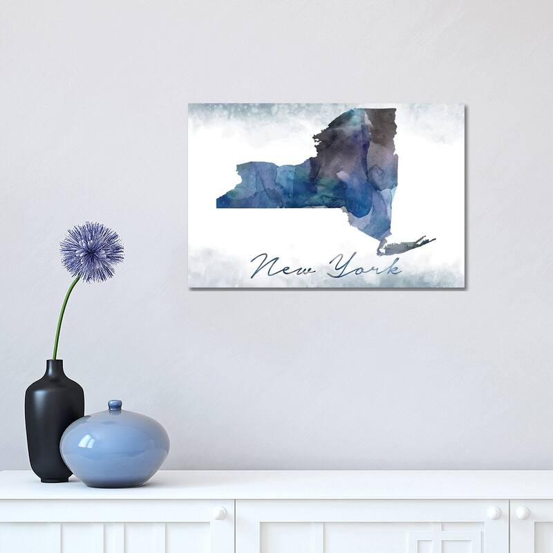 iCanvas "New York State Bluish" by WallDecorAddict Canvas Print - 12x18x1.5