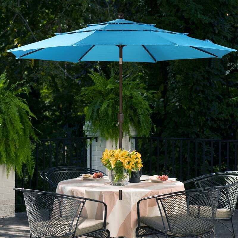 Aoodor Patio Umbrella 10 ft. for Dining Table Outdoor Market Yard Use 3 Tier Ventilation (Umbrella only)
