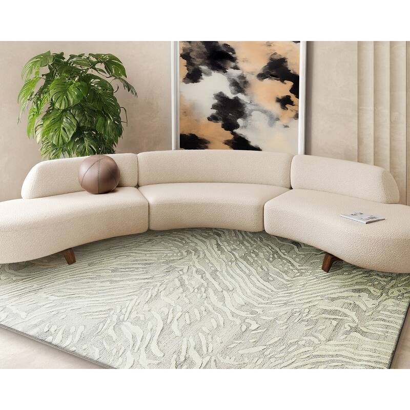 Entro Handmade New Zealand Wool Beige/Ivory Area Rug.