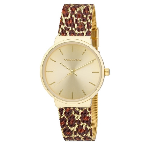 Vernier Womens Animal Print Mesh Strap Watch. Opens flyout.