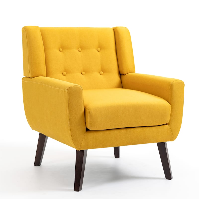 Modern Accent Chair Cotton Linen Upholstered Chair for Living Room