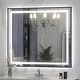 preview thumbnail 32 of 156, UL Certified Black Metal Framed LED Front Light and Backlit Anti-Fog Wall Bathroom/ Vanity Mirror 40" x 36"-Square Corner - Black