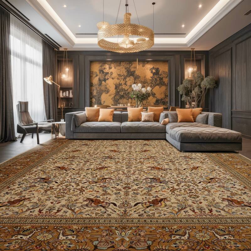 9x13'9'' Hand Knotted Ivory Wool Traditional Vintage Area Rug - 9' x 13' 9''